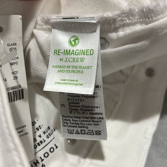 J. Crew 9" mid-rise toothpick jean in white size 29 NWT - Picture 8 of 11